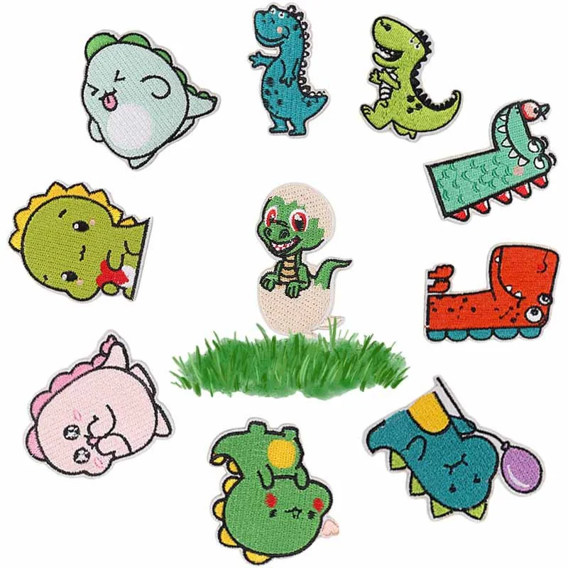 

10PCS/set Embroidery Patches Cartoon Cute Little Dinosaur Iron on Patch DIY Clothing Badges Bag Jeans Jacket Sticker Sewing