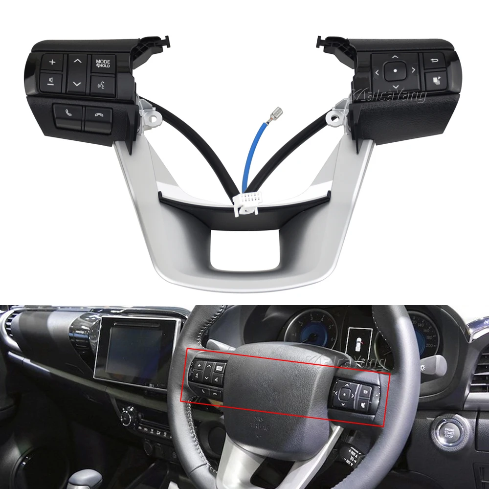 

Кнопка рулевого колеса для Toyota Hilux Revo Rocco Fortuner 2015-2020 кнопки Bluetooth телефон круиз контроль громкость.
