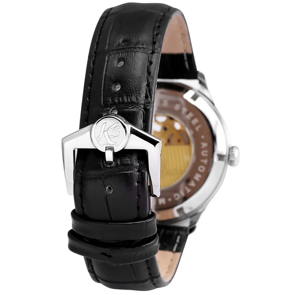 KS Royal мужские часы Топ бренд класса люкс полые Horloge само ветер синий кожаный