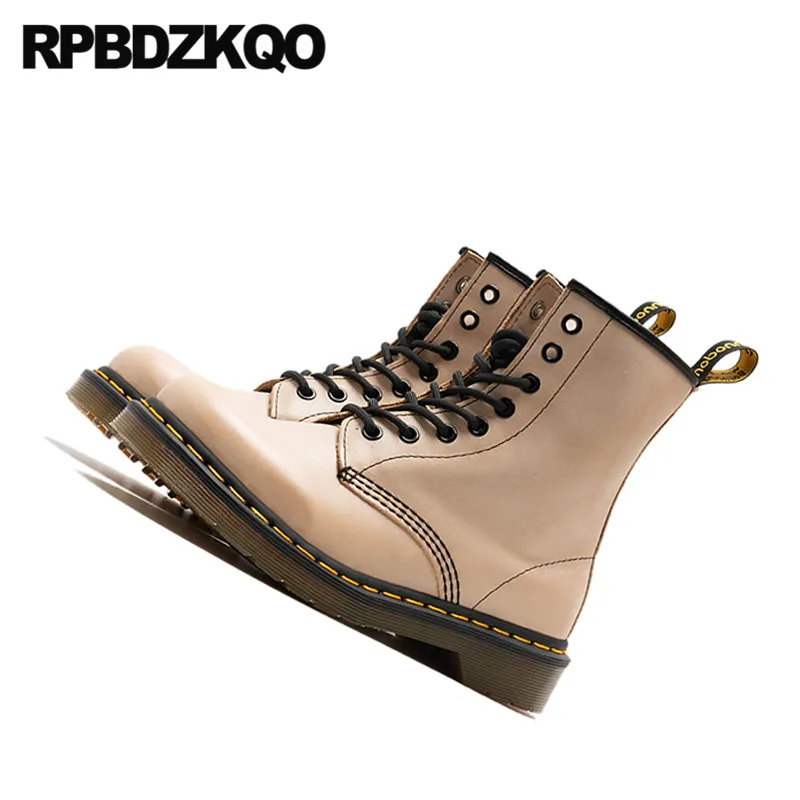 Женские ботильоны на плоской подошве осенние ботинки из натуральной кожи с