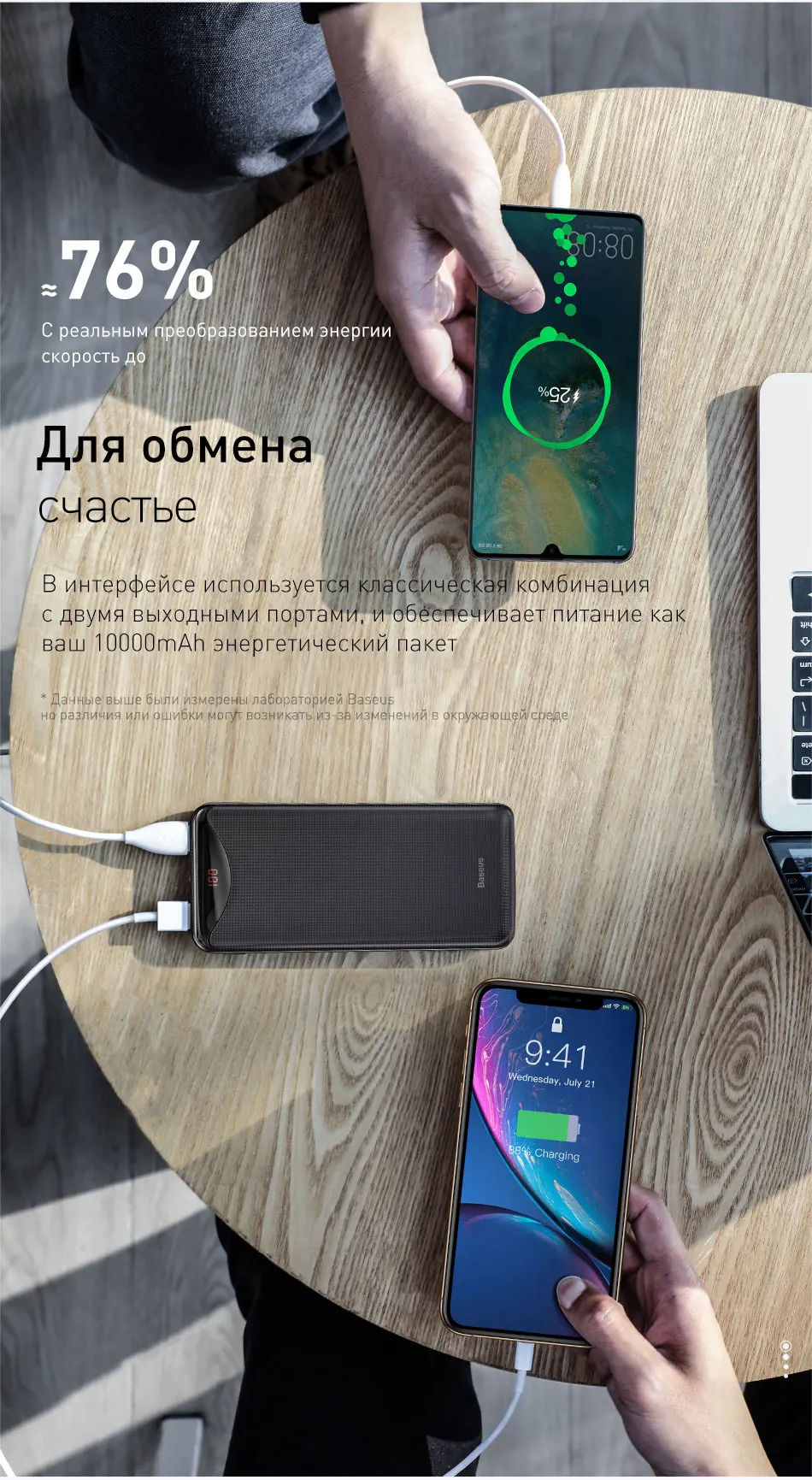 Baseus тонкий внешний аккумулятор 10000 мАч с двумя usb-портами и фонариком для iPhone 11 Pro samsung, портативный внешний аккумулятор