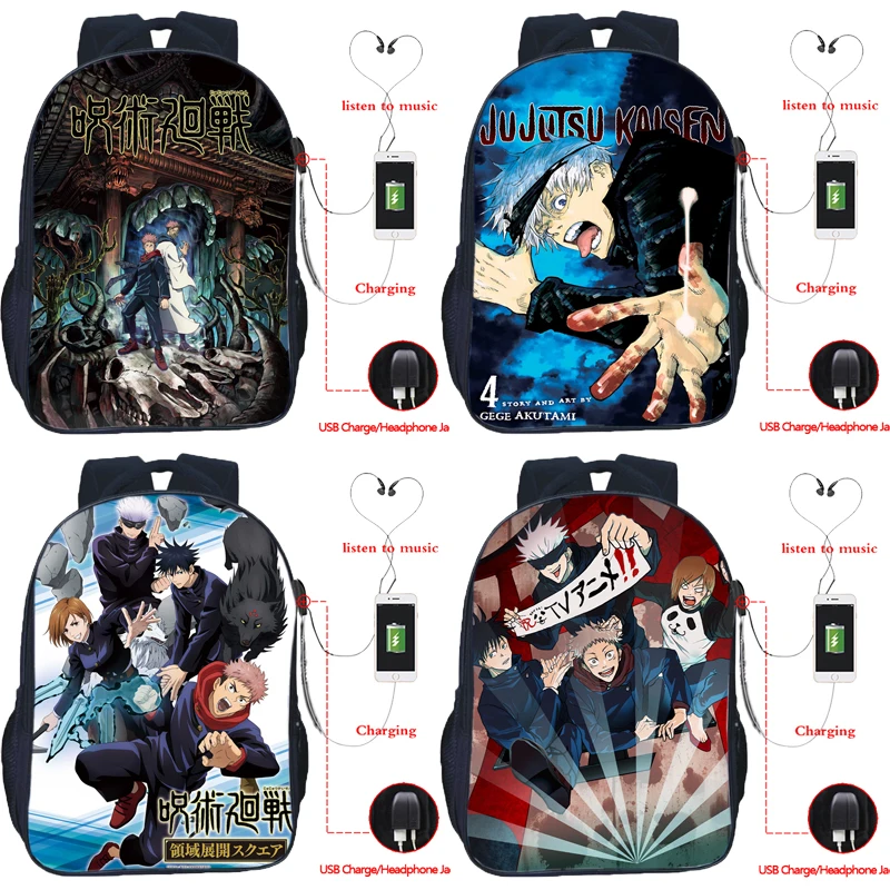 

Students Jujutsu Kaisen School Bags Boys Girls Anime Print USB Backpack Kids Cartoon Rucksack Teens Knapsack Travel Bagpacks
