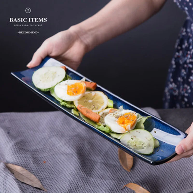 Креативная керамическая тарелка для суши FANCITY длинная плоская торта десертная