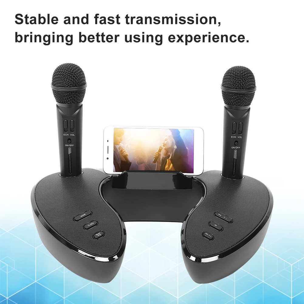 ST-2020 беспроводные двойные ручные микрофоны для дома и улицы Bluetooth караоке-машина
