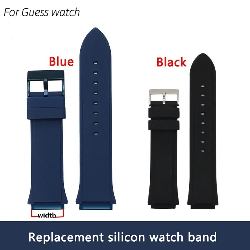 Silicone Rubber Convex Watch Belt Replacement for guess W0247G3 W0040G3 W0040G7  22mm  watch band strap