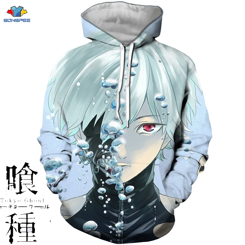 SONSPEE 3D Аниме Харадзюку толстовка с капюшоном Токийский Гуль одежда унисекс для