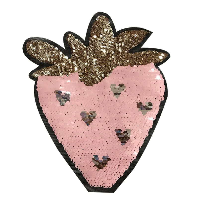 2019 милый клубничный блесток узор большой патч для свитера Трикотаж Пальто с