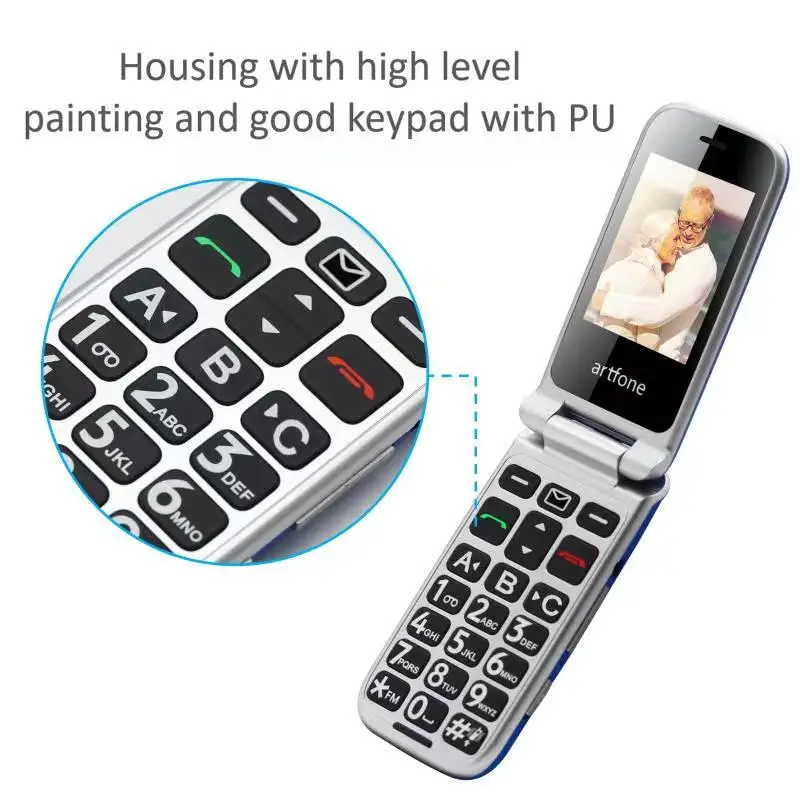 artfone f20 big button mobile phone for elderly unlocked senior mobile phone with sos emergency button1000mah battery free global shipping