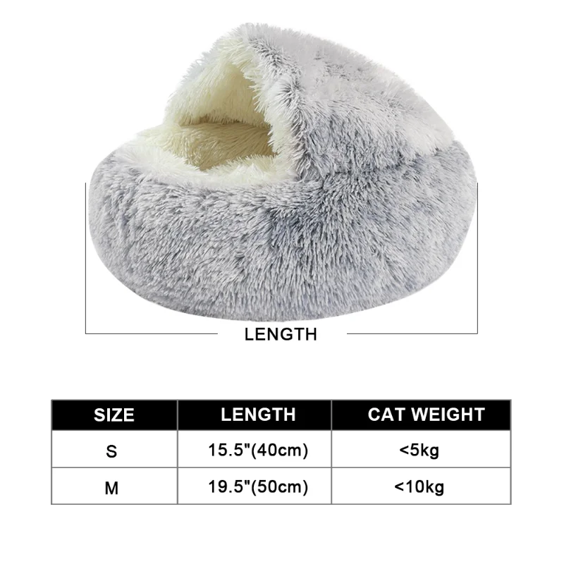 

Hot Plush Pet Dog Cat Bed House Warm Round Cat Kitten Bed Semi-Enclosed Winter Cat Nest Kennel Cats Sofa Mat Basket Sleeping Bag