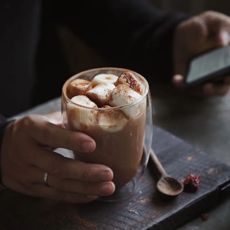 Двойные стеклянные кофейные чашки Wudruncy изолированная стеклянная кружка для кофе