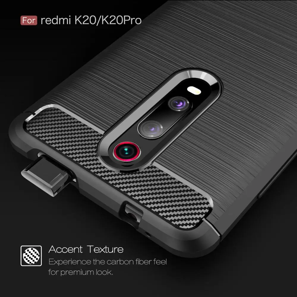 Carbon Fiber Phone Case For Redmi K20 30 Pro TPU Silicone Soft case Anti-Shock for Note6 7 8 10 Cases back cover | Мобильные
