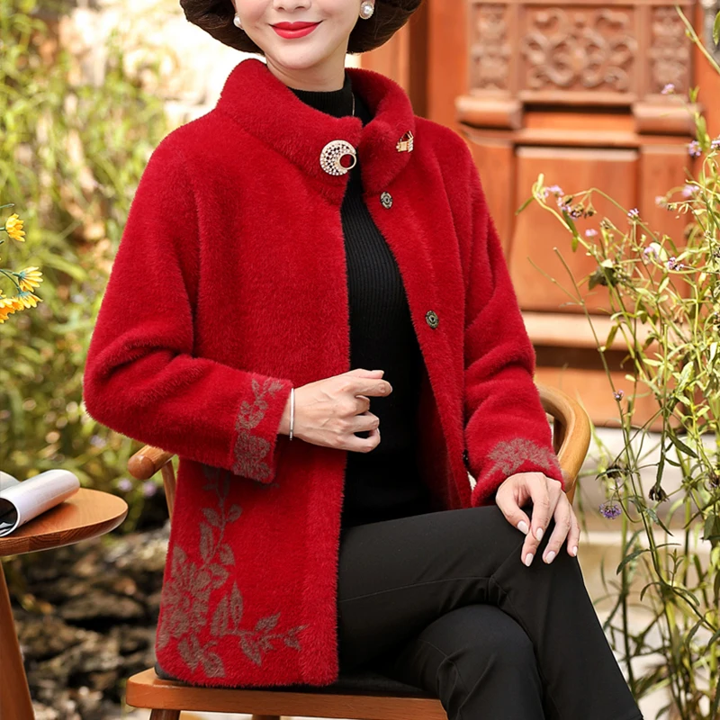 

Autumn winter clothing mink velvet jacket women's coat cashmere cardigan long sleeve