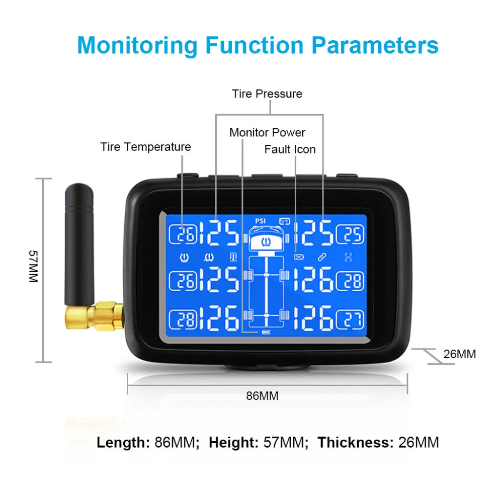 U901T Грузовик TPMS система контроля давления в шинах с 6 внешними датчиками ЖК