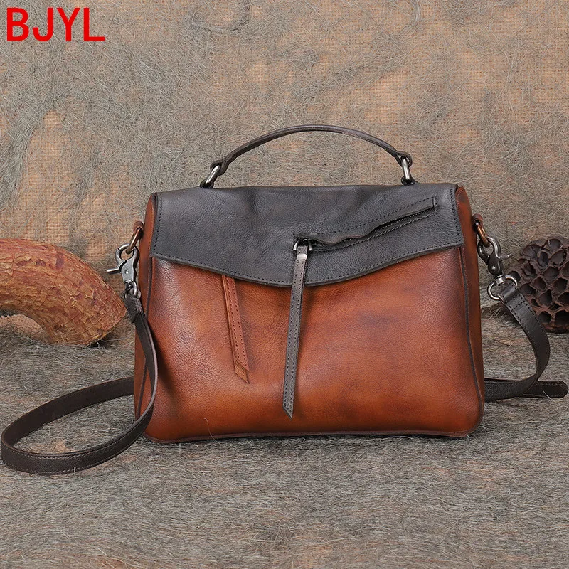 

Retro Casual Bag Women Small Square Bag Handbag Soft Leather Messenger Shoulder Bags Large-capacity First Layer Leather Female