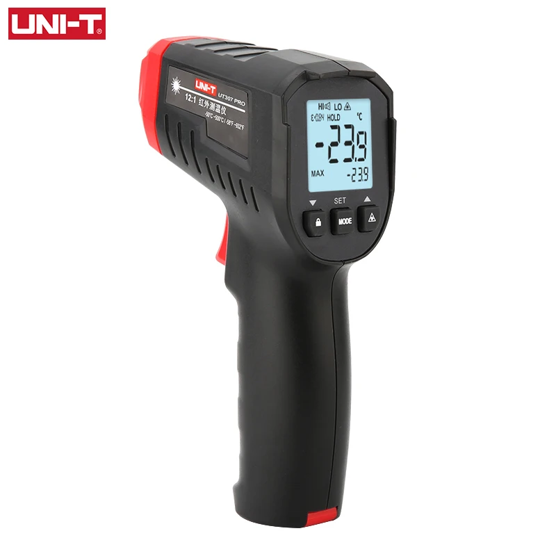 Uni-t Digital Termômetro Infravermelho Ut307 Pro Não-contato Termômetro Laser Medidor de Temperatura Arma50-500 Termometro Instrumentos de temperatura