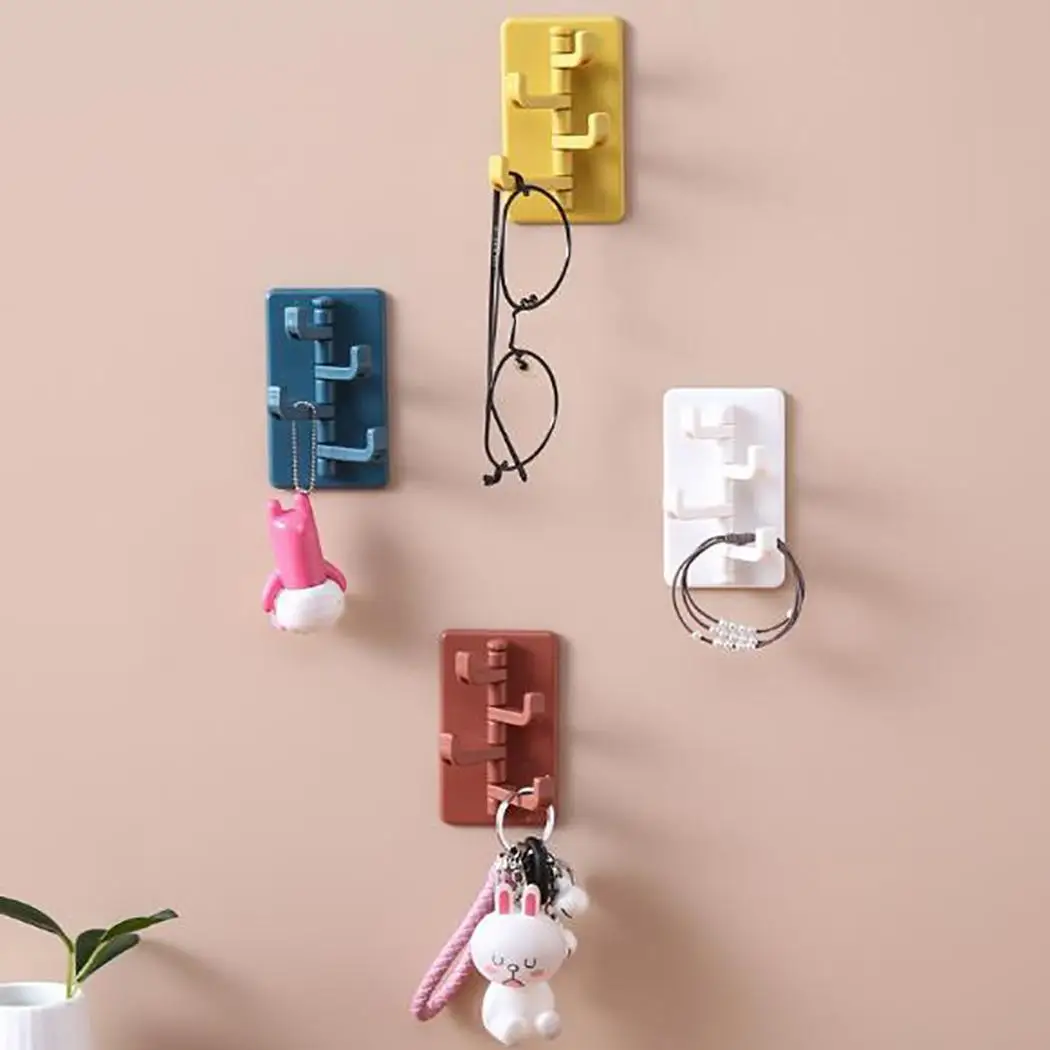 1PC Durable Strong Dustproof Seamless Rotating Hook Home Wall 4 Color hooks for Kitchen Bedroom |