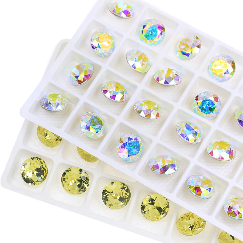 Круглые стеклянные стразы К9 с блестками алмазные свободные камни для одежды
