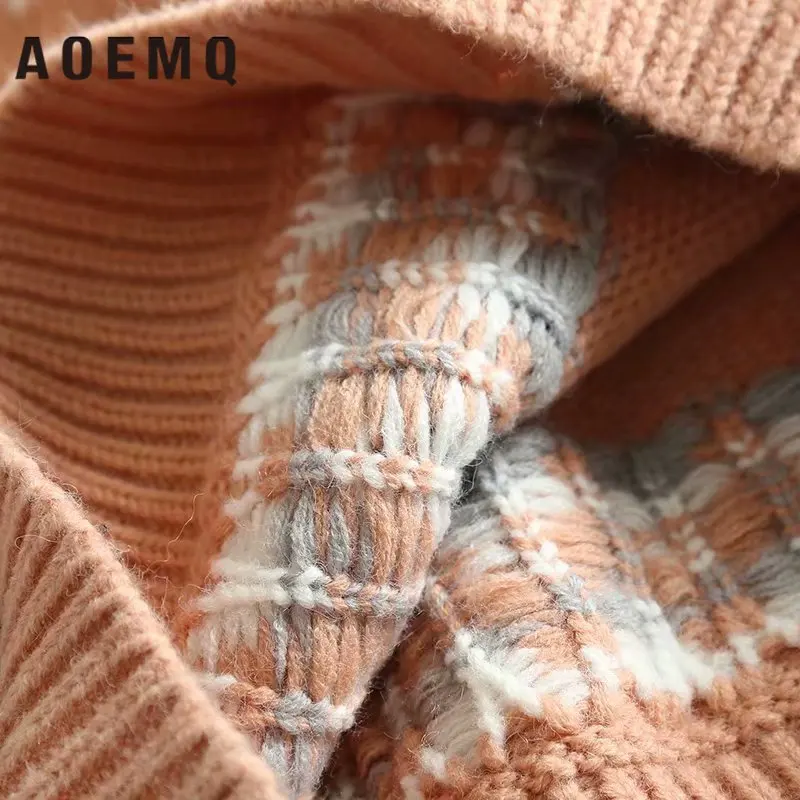 AOEMQ зимние свитера индийский народный винтажный принт женские розовый