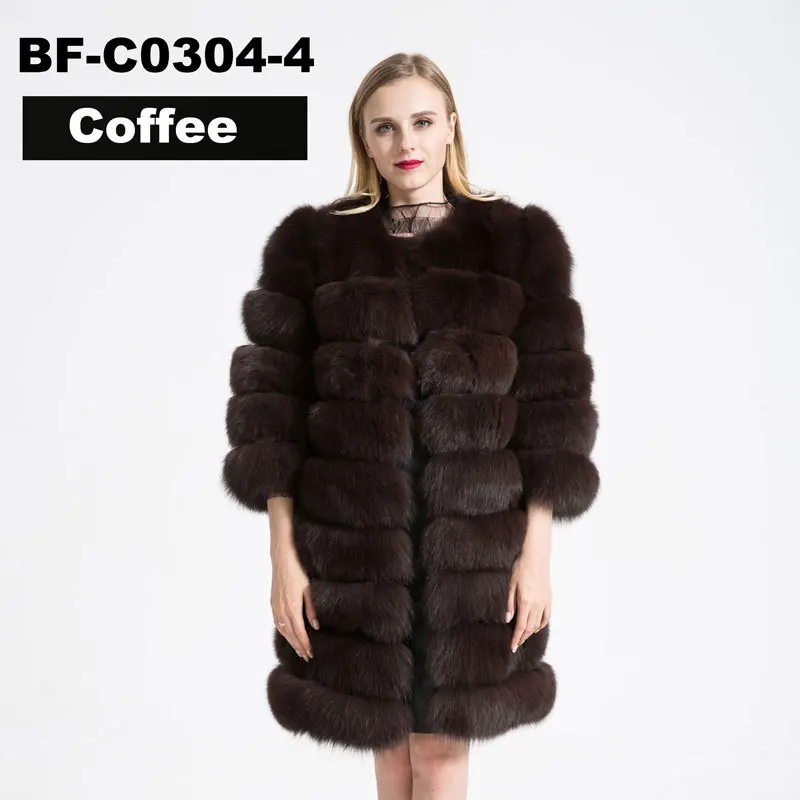cooffe FURSARCAR отстегивающееся натуральное меховое пальто для женщин, зимнее плотное пальто из лисьего меха с большим меховым воротником, роскошная полоска из натурального меха соболя - Цвет: cooffe