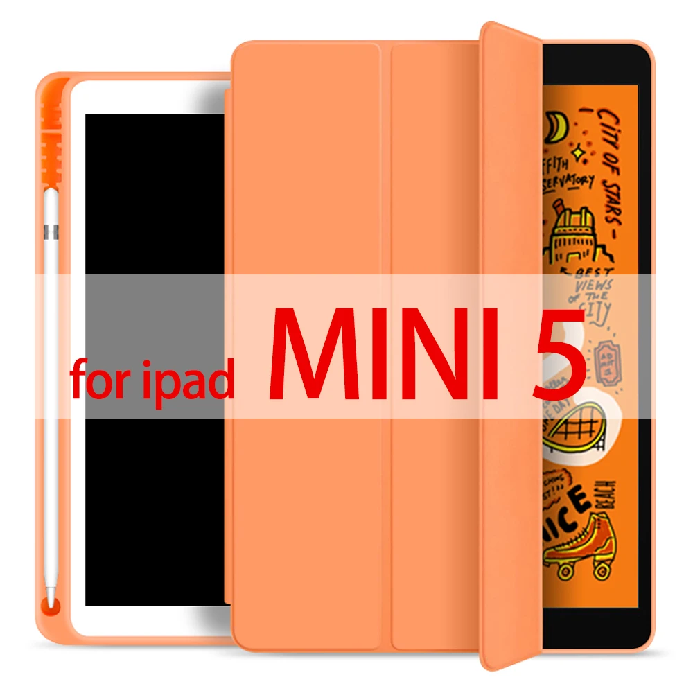 Orange mini5 Чехол для Ipad чехол для Ipad Air 10,5 дюймов / Новинка с держателем для карандашей кожаный чехол для IPad MINI 5 Чехол Pro 11 - Цвет: Orange mini5