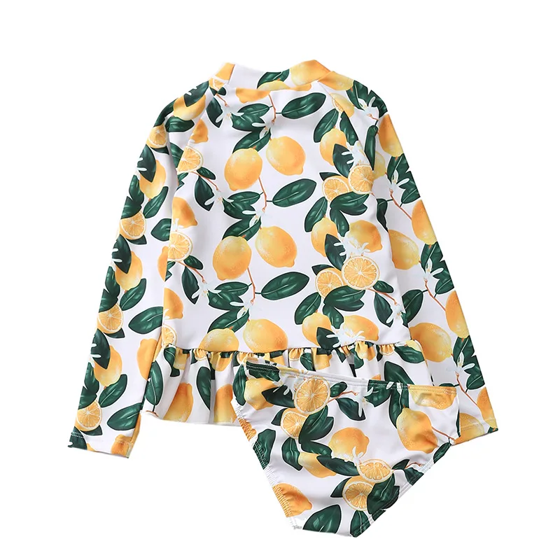 Детский купальный костюм для девочек Цельный с рюшами милый рисунком маленьких