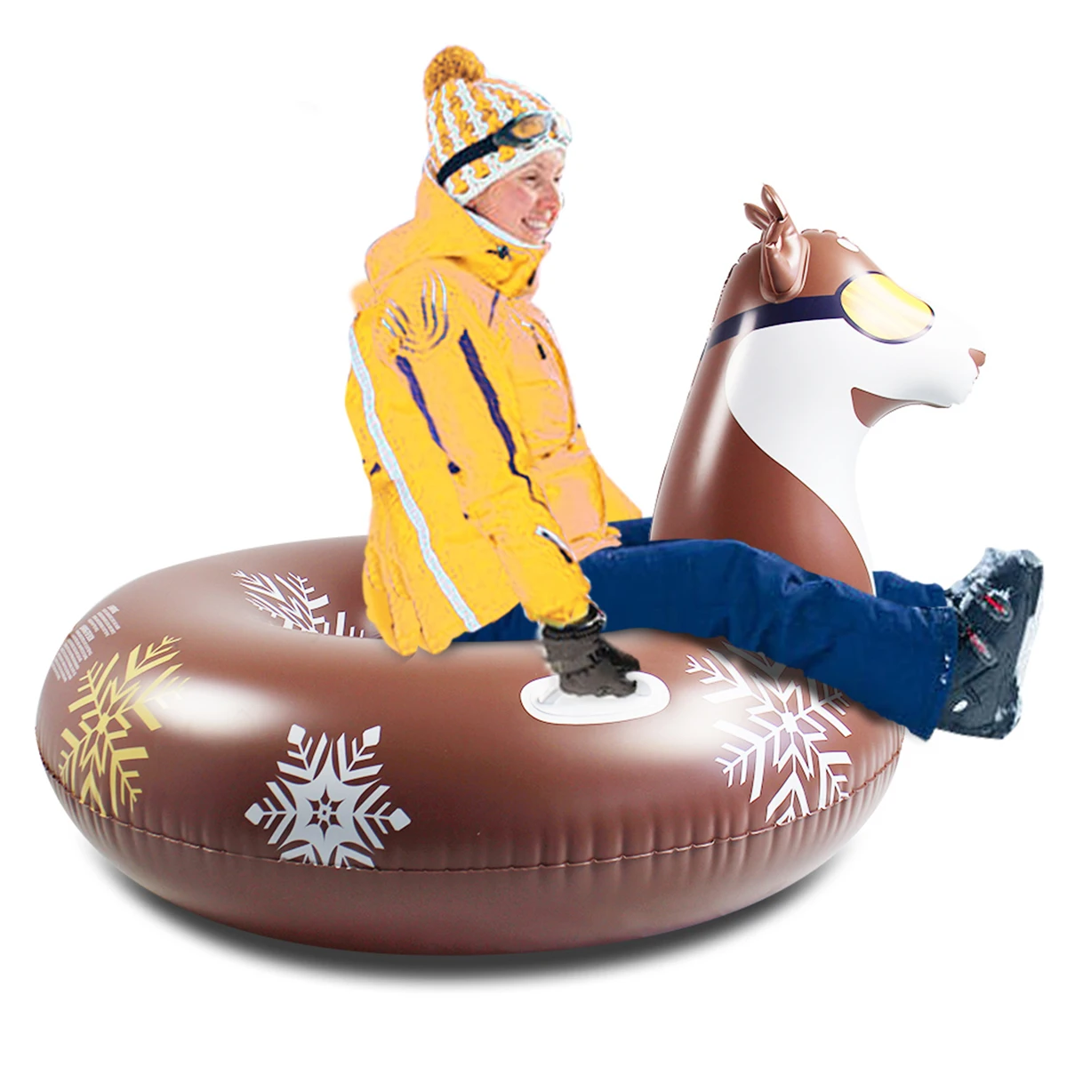 

PVC Husky Winter Multi-function Snow Tube Inflatable Sled Summer Pool Float with Grip Handles for Adults 117x87cm