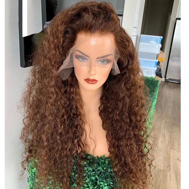 

Brown Curly 13X6 Lace Front Wig 360 Frontal For Women Brazilian Remy Preplucked Human Hair Wigs Babyhair 200% Density Glueless