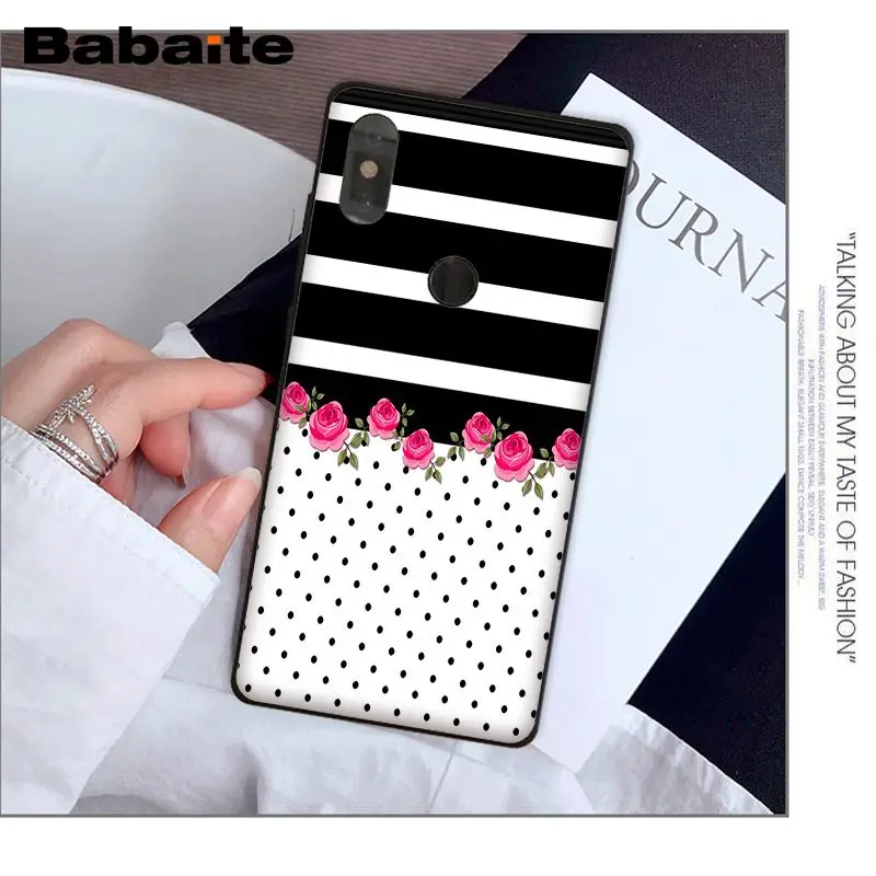 Babaite Black Watercolor Stripes with flowers Phone Cover for Xiaomi Mi 8 8 SE 6 6plus Note 3 MIX 2 2S Note 3 Redmi Note 4 4X
