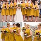 Модель 2022 года, шифоновое платье с круглым вырезом, летнее пляжное короткое платье с рюшами для гостей свадьбы, горничная