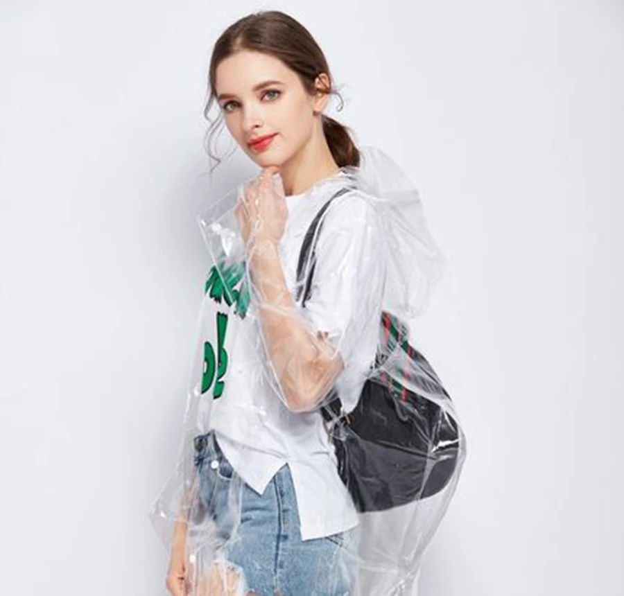 Прозрачный плащ-ветровка Дамское пончо дождевик прозрачный Feminino DD6YY | Дом и сад