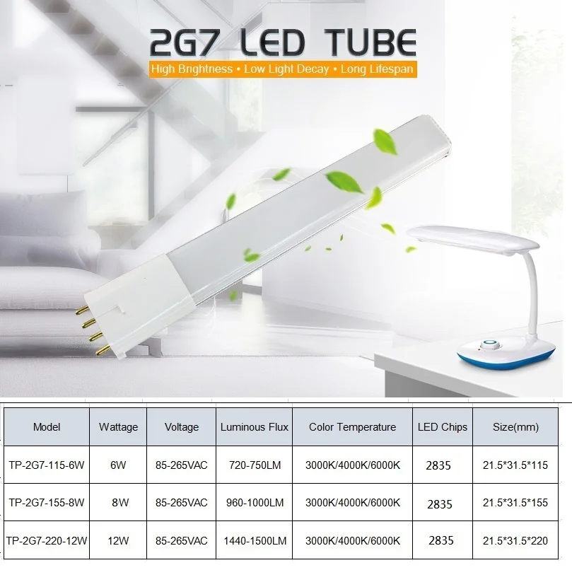 

Lamp 2g7 Led Light Led Pl 2g7 4pin Led PL Light Brightness 2G7 Led Bulb Replace CFL Light 6W 8W 12W