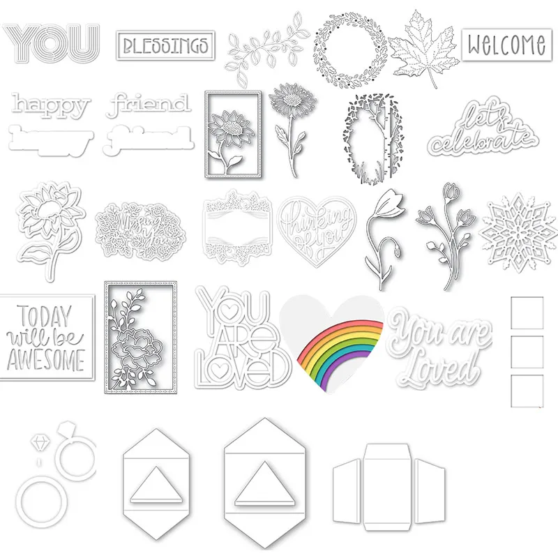 

"You Are Loved" "Thank You" Greeting Words Metal Cutting Dies For Scrapbooking Craft Die Cut Card Making Embossing Stencil