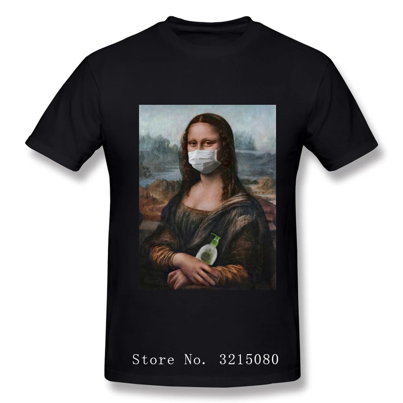 Camisetas estéticas de parodia de máscara de Mona Lisa, camisetas divertidas de arte Vintage de MICHELANGELO para hombres, camiseta Popular 2020 de algodón 100