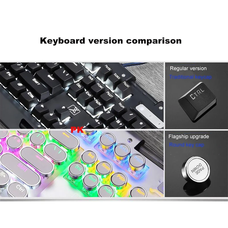 Игровая клавиатура с подсветкой механическая в стиле ретро панк Проводная