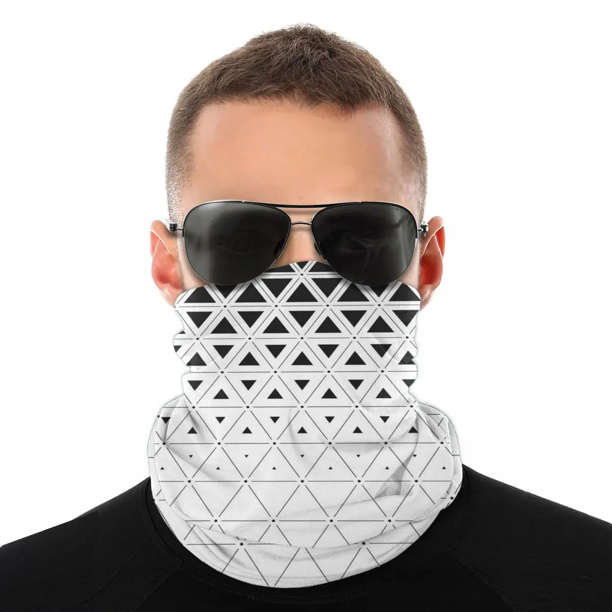 

Triangle Gradient Grid Scarf Neck Face Mask Men Women Fashion Neck Gaiter Seamless Bandana Windproof Headband Biking Climbing
