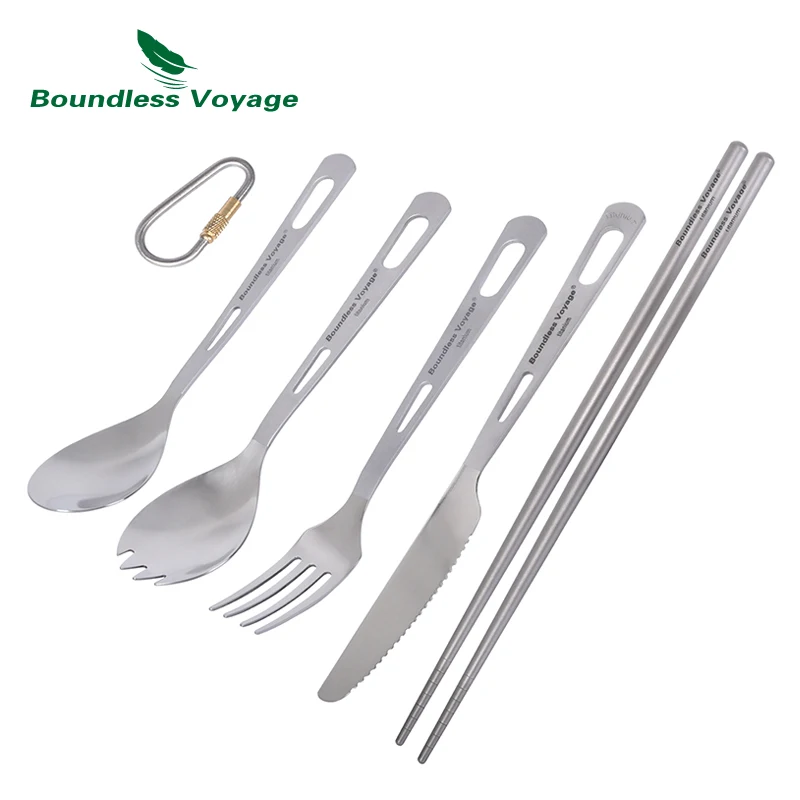 Безграничный поездок титановый Кемпинг столовые приборы ложка вилка Spork нож