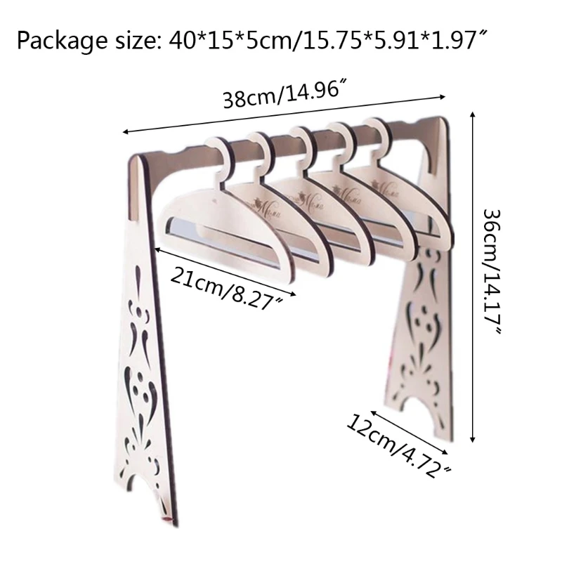 

Handmade Doll Wooden Clothes Rack Garment Organizer Hangers for Dolls Handbag