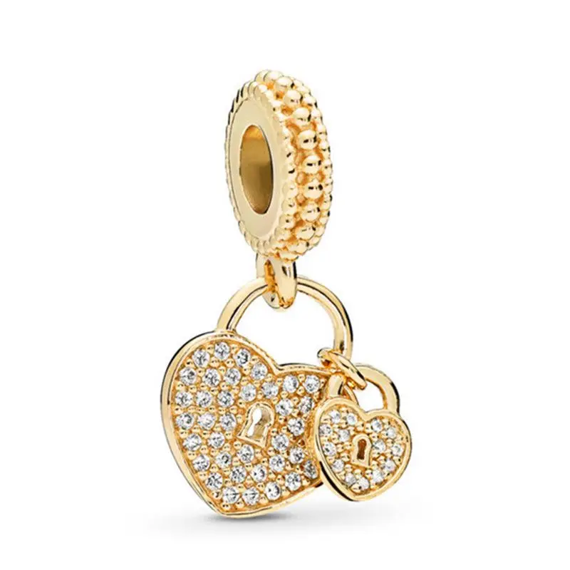 

1Pcs New Pretty Rhinestone Heart Pendant DIY Beads Suitable for Original Pandora Charm Bracelet Ladies Jewelry Making Gifts
