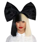 Парик Sia, 37 см, половина черного цвета, половина блонд, короткая прямая плоская челка, термостойкие синтетические волосы, косплей, парики без аксессуаров