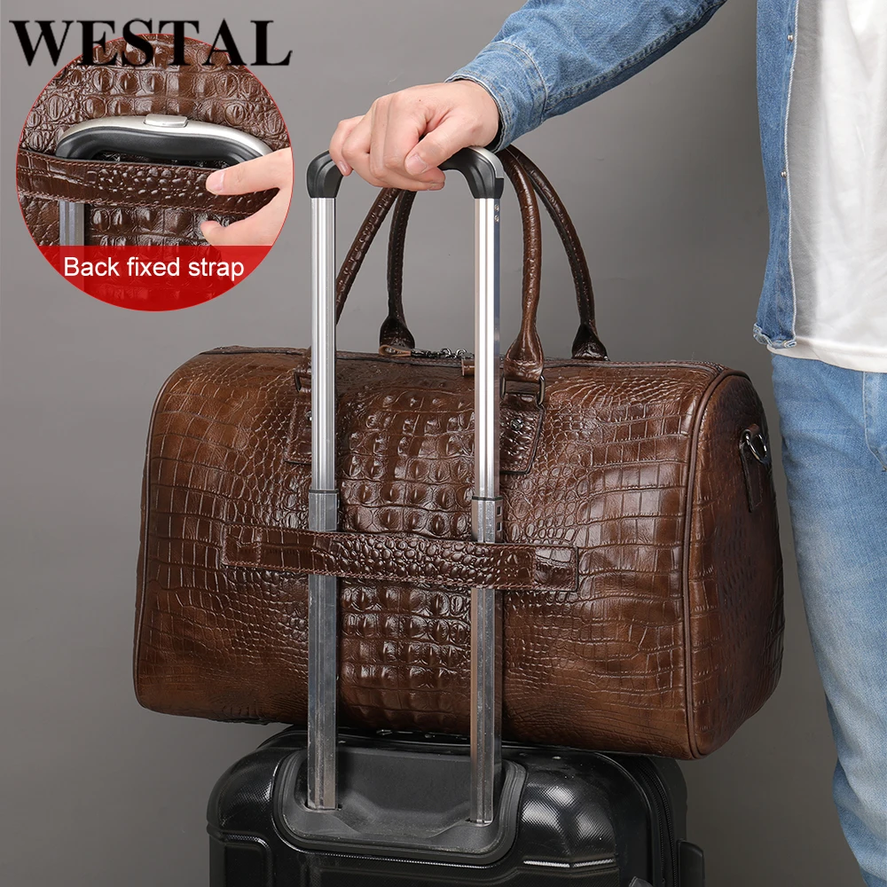 

WESTAL100% Genuine Leather Men Women Travel Bag Real Leather Carry-on Hand Luggage Bags Travel Shoulder Bag Big Totes Bags Male