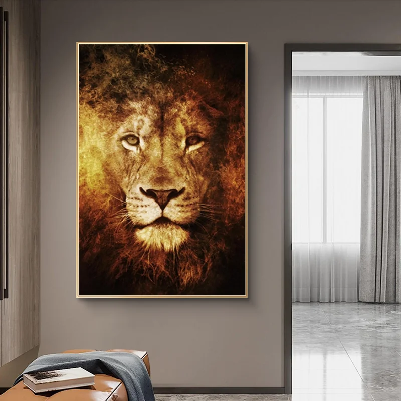 

Lion Canvas Art Posters and Prints Abstract Lions Head Animals Paintings on The Wall Nordic Art Cuadros Pictures