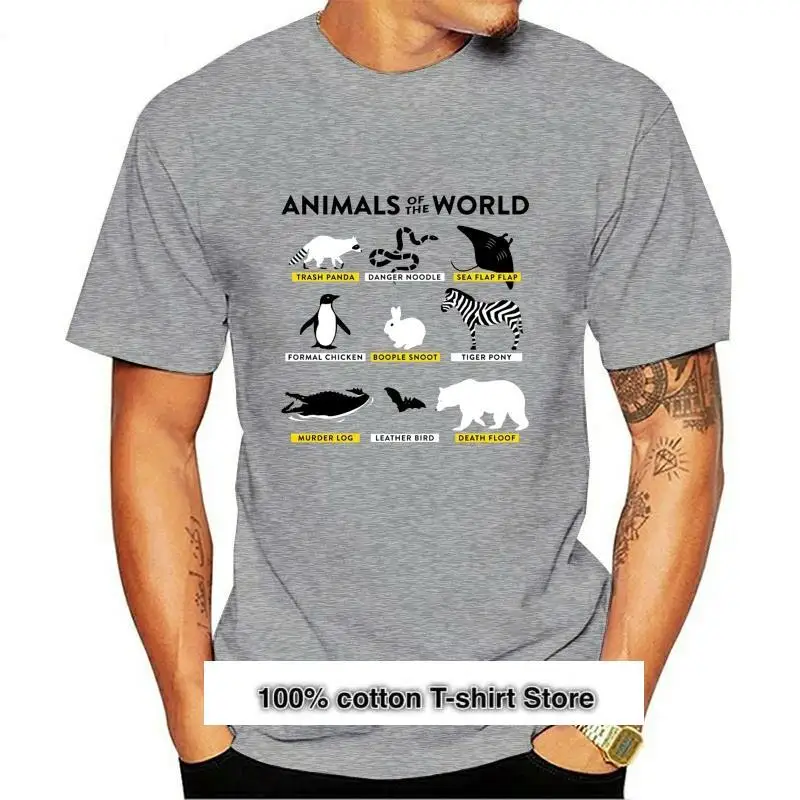 

Camiseta divertida para hombre y mujer, camisa de animales del mundo, novedad