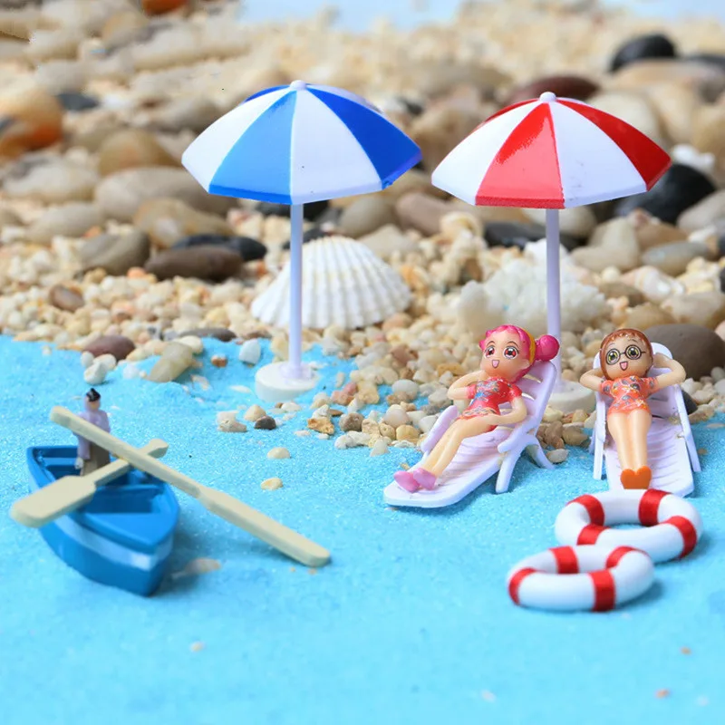 lovely fairy garden miniature doll house diy ornament artificial sunshade beach chair boat bird micro diy accessories free global shipping