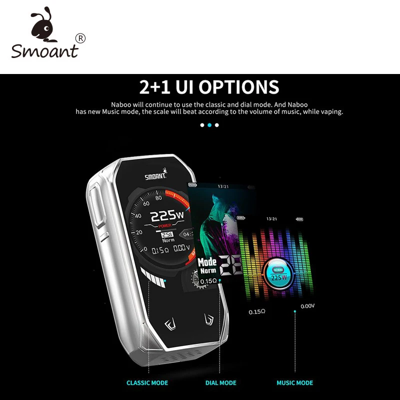 Оригинальный бокс-мод Smoant Naboo вейп 225 Вт классический пользовательский интерфейс