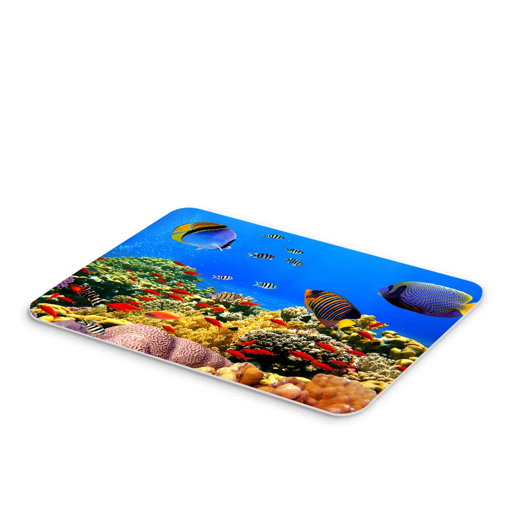 

Underwater World Pedal Mat Fish Pattern Mat Non-slip Mat Soft Rectangle Cushion Kitchen Mat Toilet Floor Mat