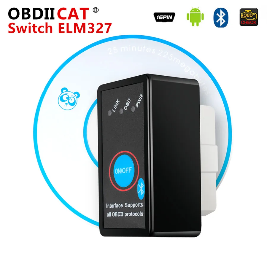 

ELM327 + ON/OFF Switch Bluetooth ELM 327 V2.1 OBD2 Diagnostic-Tool for WIFI for IOS/Android High Quality