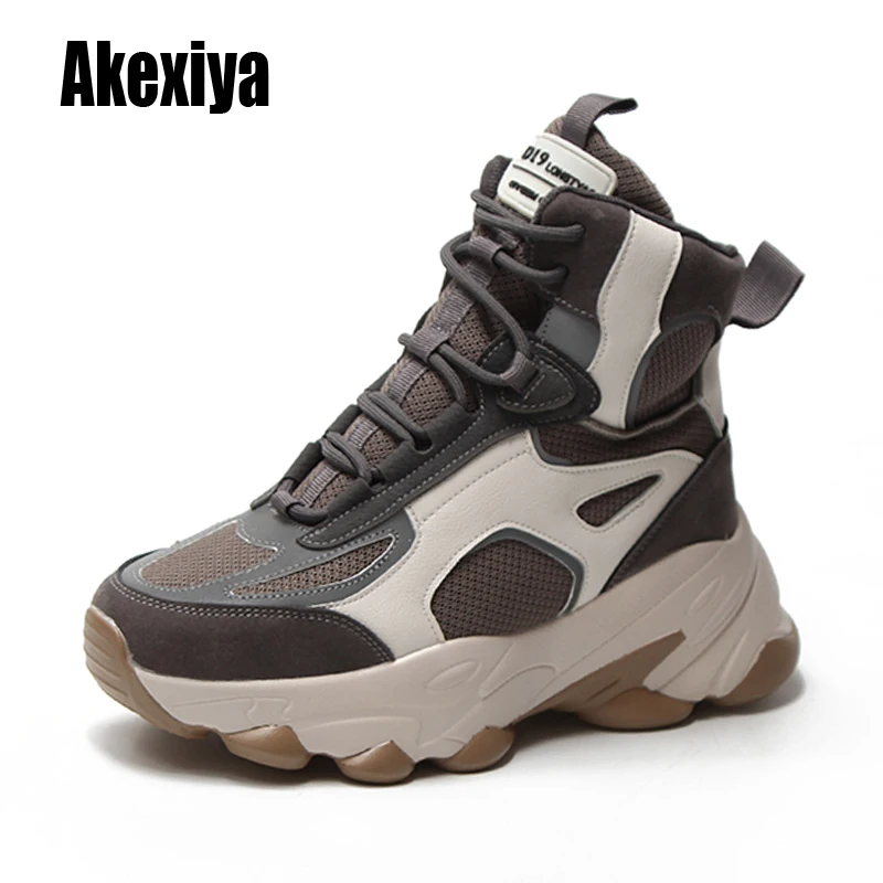 Женские кроссовки с высоким берцем на толстой подошве 6 см удобные из