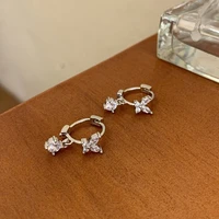 s925 silver needle stud earrings fashion ladies ear buckle butterfly earrings personality ladies fashion diamond earrings