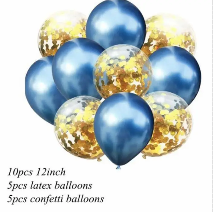 metal blue gold 10 шт./лот, 12 дюймов, металлические цвета, латексные шары, воздушные шары с конфетти, надувной шар для дня рождения, свадьбы, вечеринки, поставки воздушных шаров - Цвет: metal blue gold