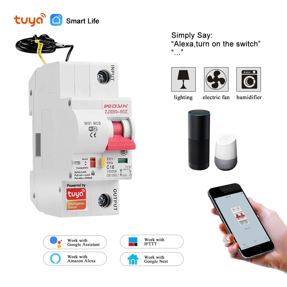 Умный автоматический выключатель smart Life(tuya) с поддержкой Wi-Fi и управлением через приложение от AliExpress RU&CIS NEW